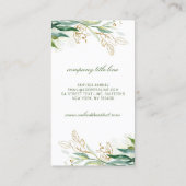 S Letter Monogram Gold Greenery Leaves Elegant Visitekaartje (Achterkant)