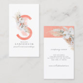 S Letter Monogram White Orchids and Pampas Grass Visitekaartje (Voorkant / Achterkant)