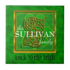 S "Luck of the Irish" Family Custom Monogram Tile Tegeltje