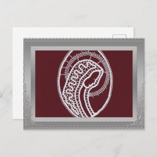 S. Mary Elegant Silver Border lijst, aangepaste fo Briefkaart (Voorkant / Achterkant)