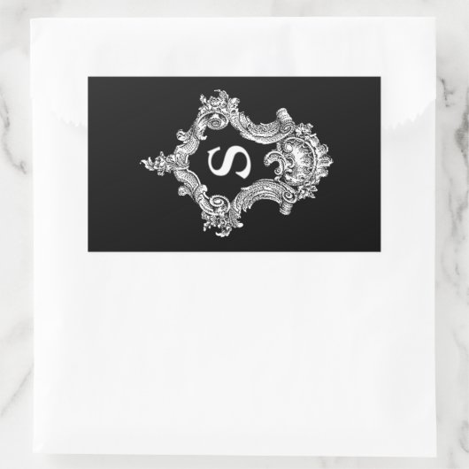 S Monogram Initiaal Rechthoekige Sticker (Tas)