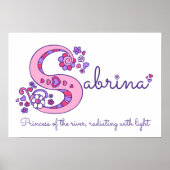 S monogram kunst Sabrina meisjesnaam betekenis pos Poster (Voorkant)