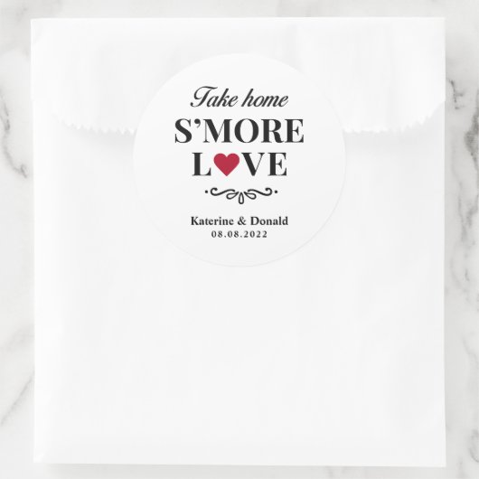 S’more Love Mariage Classic Round Sticker (Sac)