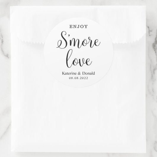 S’more Love Mariage Classic Round Sticker (Sac)