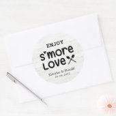 S’more Love Mariage Sticker rond en bois blanc (Enveloppe)