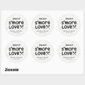S’more Love Mariage Sticker rond en bois blanc (Feuille)