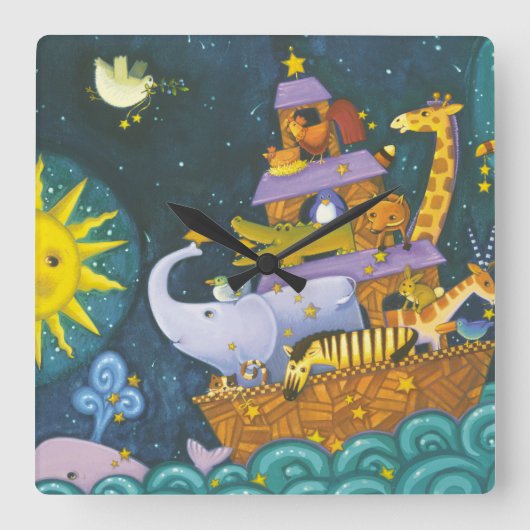 's Nachts ark Vierkante Klok (Voorkant)