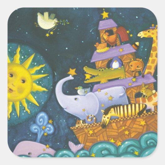 's Nachts ark Vierkante Sticker (Voorkant)