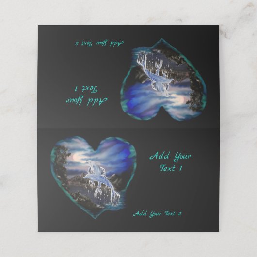 's Nachts bij Dolphin Love Place Card (Buitenkant ongevouwen)