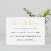 's Nachts. Elegant goudscript repetitief diner Folie Uitnodiging (Staand Voorkant)