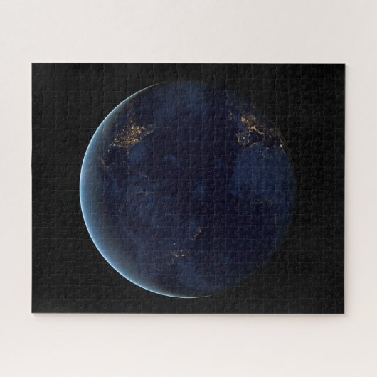 's Nachts licht de stad van de aarde Legpuzzel (Horizontaal)