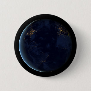 's Nachts licht de stad van de aarde Ronde Button 5,7 Cm