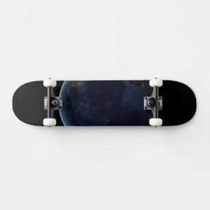 's Nachts licht de stad van de aarde Skateboard