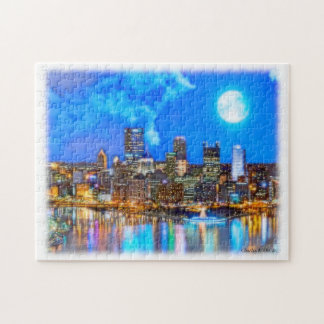 's Nachts licht in Pittsburgh Puzzle Legpuzzel