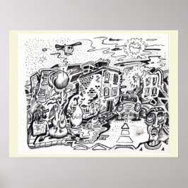 's Nachts lopen thuis Poster