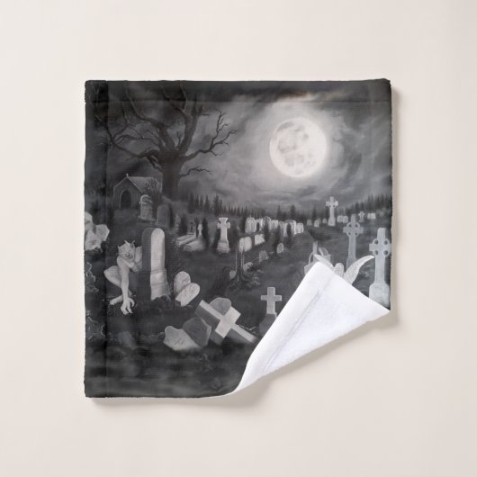 's Nachts op het kerkhof - Angel met Devil Bad Handdoek (Wasdoekje)