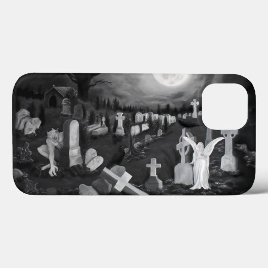 's Nachts op het kerkhof - Angel met Devil Case-Mate iPhone Case (Achterkant (horizontaal))