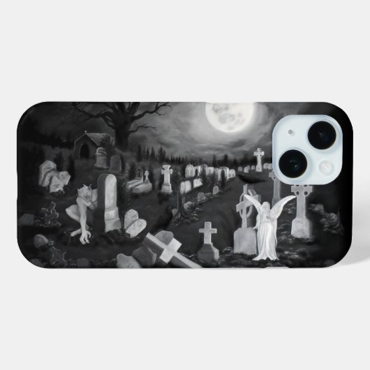 's Nachts op het kerkhof - Angel met Devil Case-Mate iPhone Case (Achterkant (horizontaal))