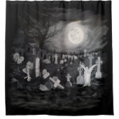 's Nachts op het kerkhof - Angel met Devil Douchegordijn (Voorkant)
