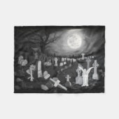 's Nachts op het kerkhof - Angel met Devil Fleece Deken (Voorkant (Horizontaal))