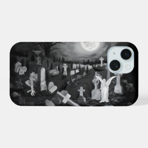 's Nachts op het kerkhof - Angel met Devil iPhone 15 Hoesje