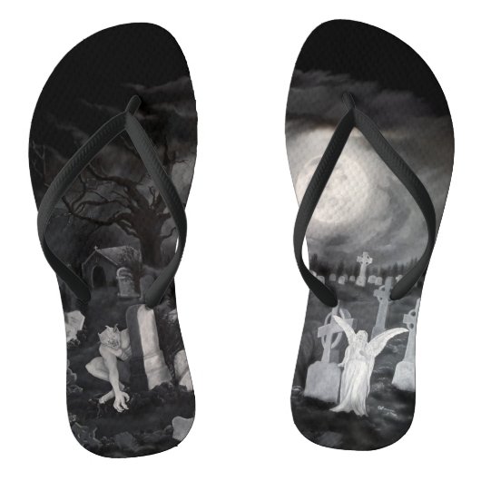's Nachts op het kerkhof - Angel met Devil Teenslippers (Voetbed)