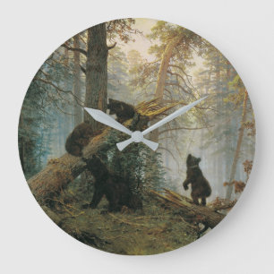 's Ochtends in een Pine Forest Full Large Clock Grote Klok