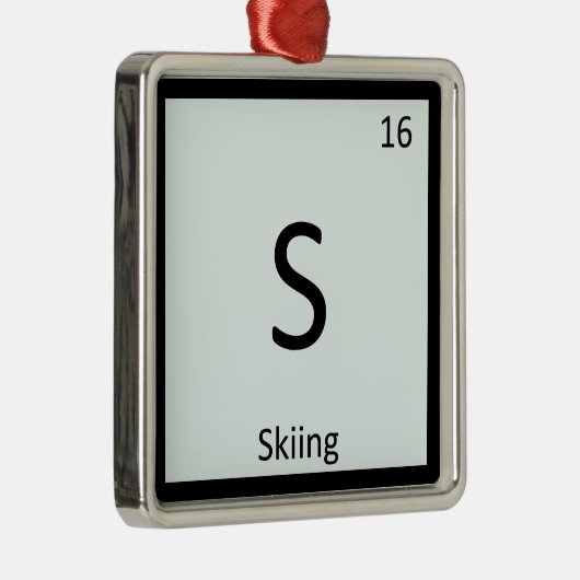 S - Periodiek tabelsymbool Skieschemie Metalen Ornament (Rechts)