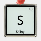 S - Periodiek tabelsymbool Skieschemie Metalen Ornament (Voorkant)