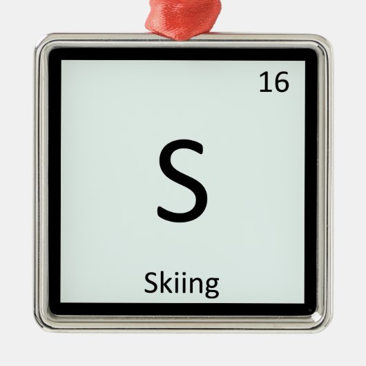 S - Periodiek tabelsymbool Skieschemie Metalen Ornament (Voorkant)