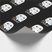 S-poo-ky Funny Ghost Poop Pun Dark BG Cadeaupapier (Hoek)