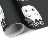 S-poo-ky Funny Ghost Poop Pun Dark BG Cadeaupapier (Rol Hoek)