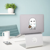 S-poo-ky Funny Ghost Poop Pun Sticker (Laptop op bureau)