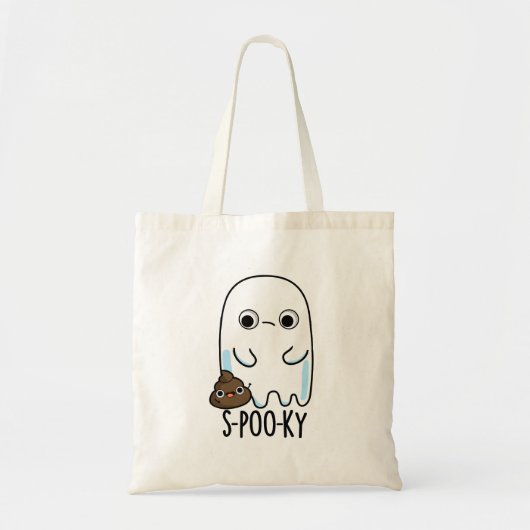 S-poo-ky Funny Ghost Poop Pun Tote Bag (Voorkant)