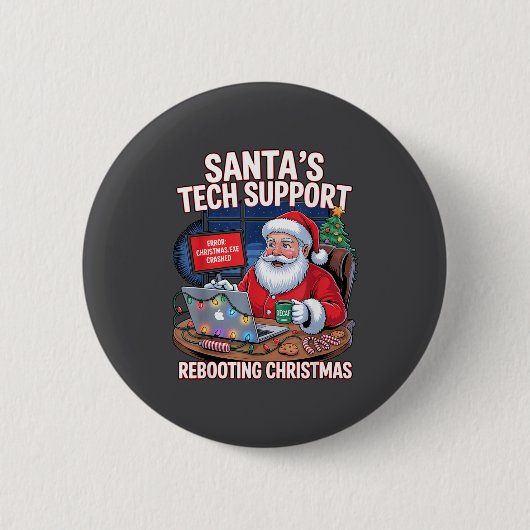 s Rebooting Santa Tech Support Team Ronde Button 5,7 Cm (Voorkant)