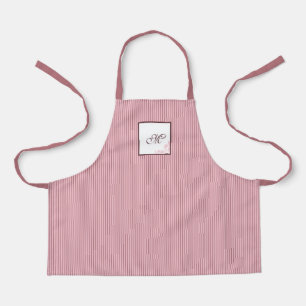 S Roze Stripe Roos Pattern Initiaal Monogram Schort