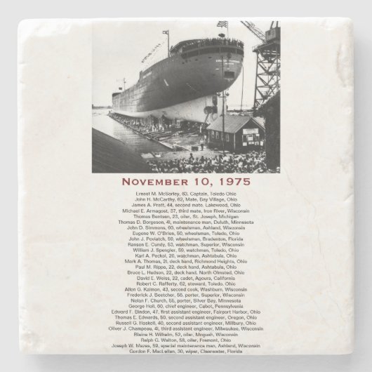 S.S. Edmund Fitzgerald Stone Coaster Stenen Onderzetter (Voorkant)