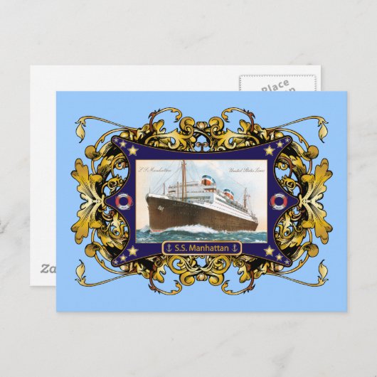 S.S. Manhattan Steamship Ship Briefkaart (Voorkant / Achterkant)