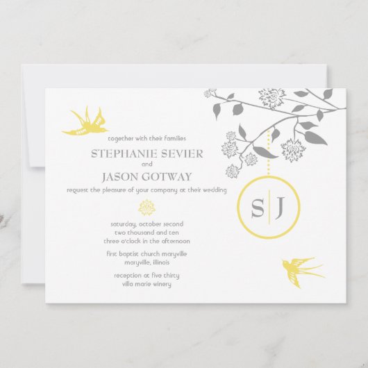 S. Sevier Marigold Oiseaux Invitations de mariage (Devant)