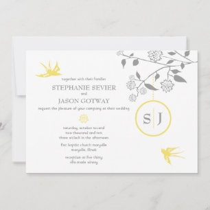 S. Sevier Marigold Oiseaux Invitations de mariage