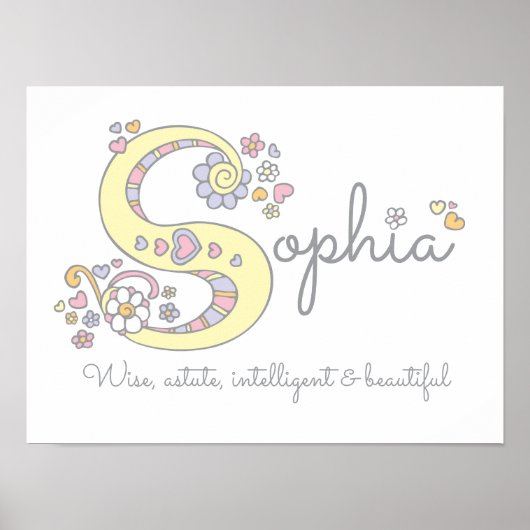 S voor Sophia monogram letter art name Poster (Voorkant)