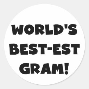 'S Werelds Best Gram Black Text Tshirts en Gasten Ronde Sticker