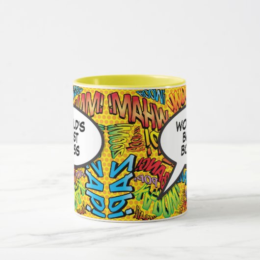 'S Werelds beste baas stripboek Pop Art Fun Retro Mok (Midden)