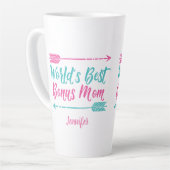 's Werelds beste bonusmam Stepmam Roze Moederdag Latte Mok (Linkerhoek)