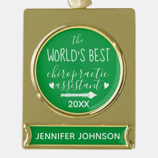 's Werelds beste Chiropractische assistent Verguld Banner Ornament (Voorkant)