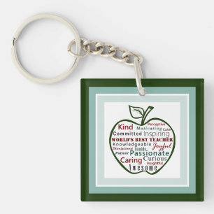 'S Werelds Beste Docent Typografie Art Green Apple Sleutelhanger