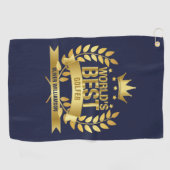 's Werelds beste golfer marine blauw en goud 5 ste Golfhanddoek (Horizontaal)