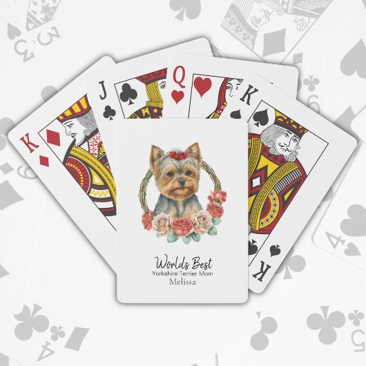's Werelds Beste Hond Moeder Yorkshire Terrier Aan Pokerkaarten