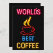 's Werelds beste koffie neon teken Feestdagenkaart (Voorkant / Achterkant)