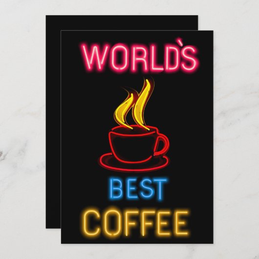 's Werelds beste koffie neon teken Feestdagenkaart (Voorkant / Achterkant)